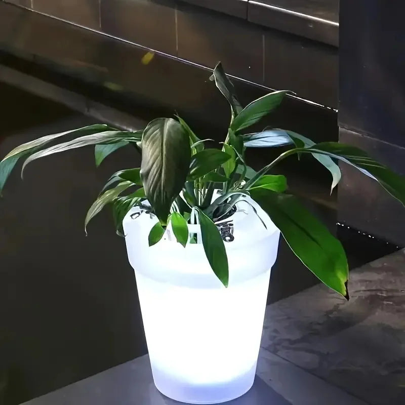 Florasun GlowPot Solar Blumentopf mit LED Beleuchtung | Leuchtender Pflanztopf für Garten & Balkon | Wasserdicht & Wiederaufladbar