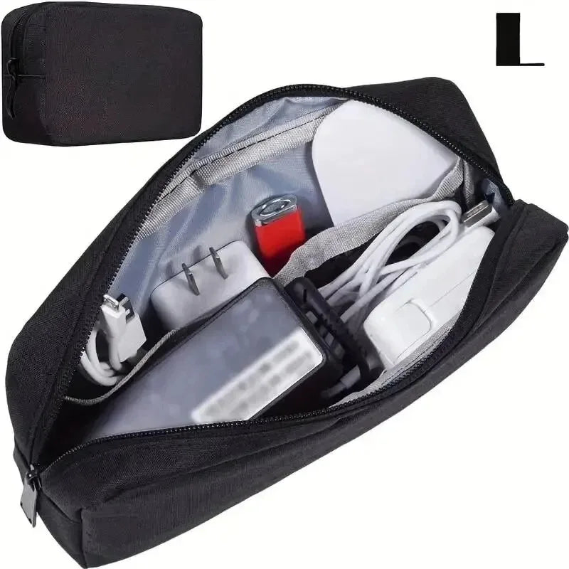 TechTidy Reise-Organizer Tasche | Digitales Zubehör sicher verstauen | Kompakt & Reißfest | Für Kabel, Ladegeräte & Kopfhörer