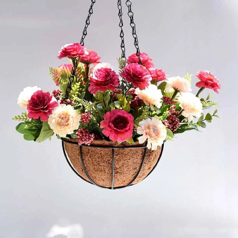 Florandi HangPot Hängender Blumentopf mit Kokosfaser-Einsatz | Wetterfest & Stabil | Ø ca. 30 cm | Mit Kette & Haken