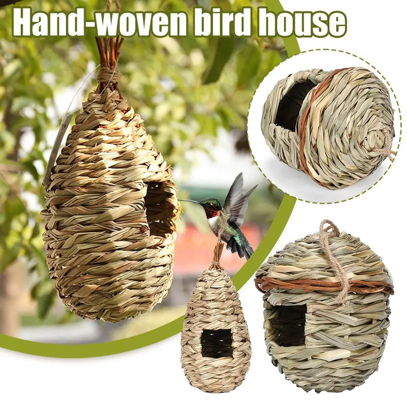 Nestoria | Handgeflochtenes Vogelhaus aus Hibiskusgras | Natürliches Nist- & Brutnest für den Garten | Wetterfest & Atmungsaktiv