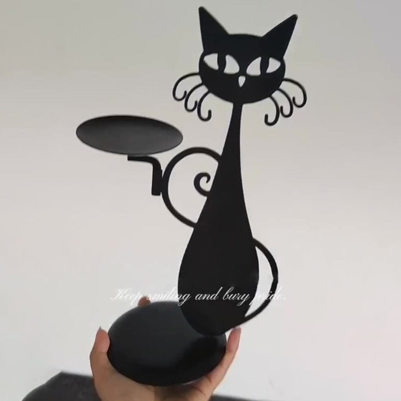 Kerzenhalter NoctiCat | Vintage Katzen-Design | Eisen Schwarz | Schützend & Stilvoll