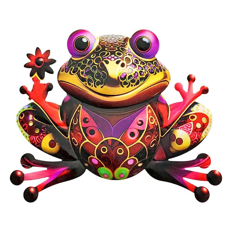 FROVIA Wanddeko Frosch | Metall | Handbemalt | Gartendeko & Innenbereich | 17,5 × 14 × 1 cm