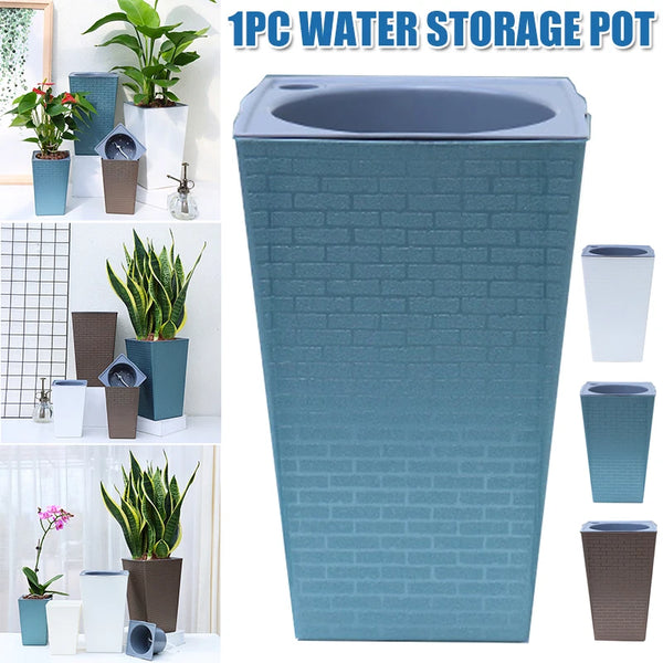 Brickora StylePot Blumentopf im Ziegelstein-Design | Rechteckig & Hoch | Selbstbewässernd mit Baumwollseil | 27,2×12×17,5 cm / 17,2×12×8,6 cm