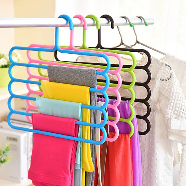 Mehrlagen-Kleiderbügel OrgaTier | 5-in-1 Hosen- & Schalhalter | Platzsparender Schrank-Organizer aus Metall