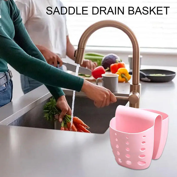 Spülbecken-Organizer DuoGrip | Sattel-Design aus Silikon für Doppelspülen | Schwamm- & Seifenhalter | Flexibel & rutschfest