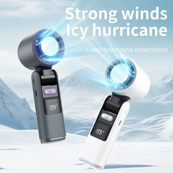 Mini-Ventilator FrostaBreeze 199 | Tragbar & Halsventilator | 199 Windstufen, LED-Display & Kaltluft-Modus | 4000 mAh Akku