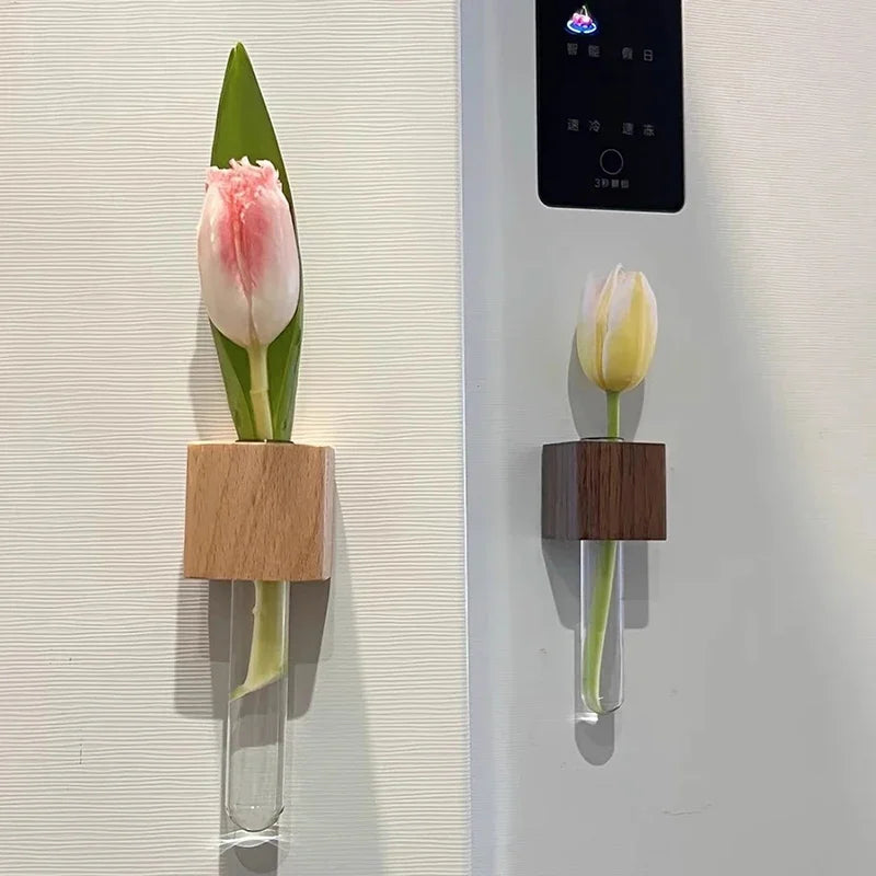 MagnaVase | Magnetische Reagenzglas-Vase aus Holz | Kreative Deko für Zuhause | Handgefertigt & Stylisch