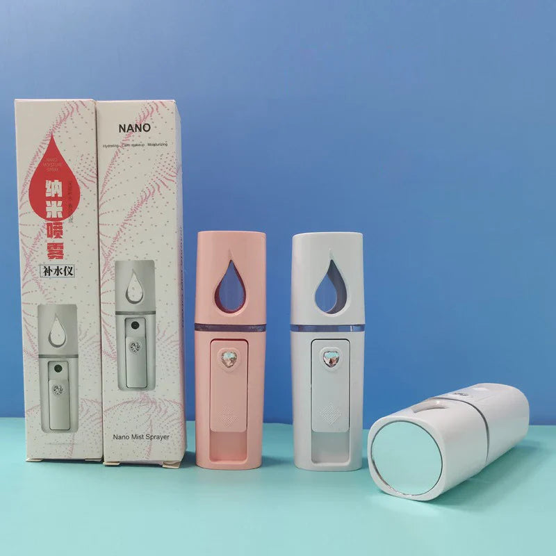 Tragbarer Gesichtsbefeuchter Nuvéna MistCheck | Nano-Hydration & Feuchtigkeitstester | 30 ml | Kompakt 10 cm | Für alle Hauttypen