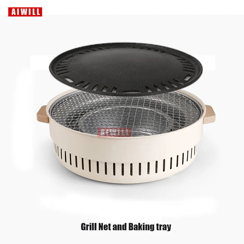 Grillona Tragbarer Holzkohlegrill | Raucharm & Kompakt | Für Camping, Garten & Balkon