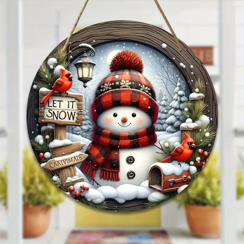 CrystalSnow | Weihnachtskranz aus Acryl | Schneemann & Winterdesign | Wand- & Türdeko Ø 20 cm