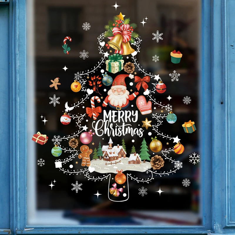 LumiFrost | Weihnachtsfensteraufkleber 2025 | Weihnachtsmann & Tannenbaum | Abnehmbare Fenstersticker für Glas & Wände | Festliche Deko für Weihnachten & Neujahr