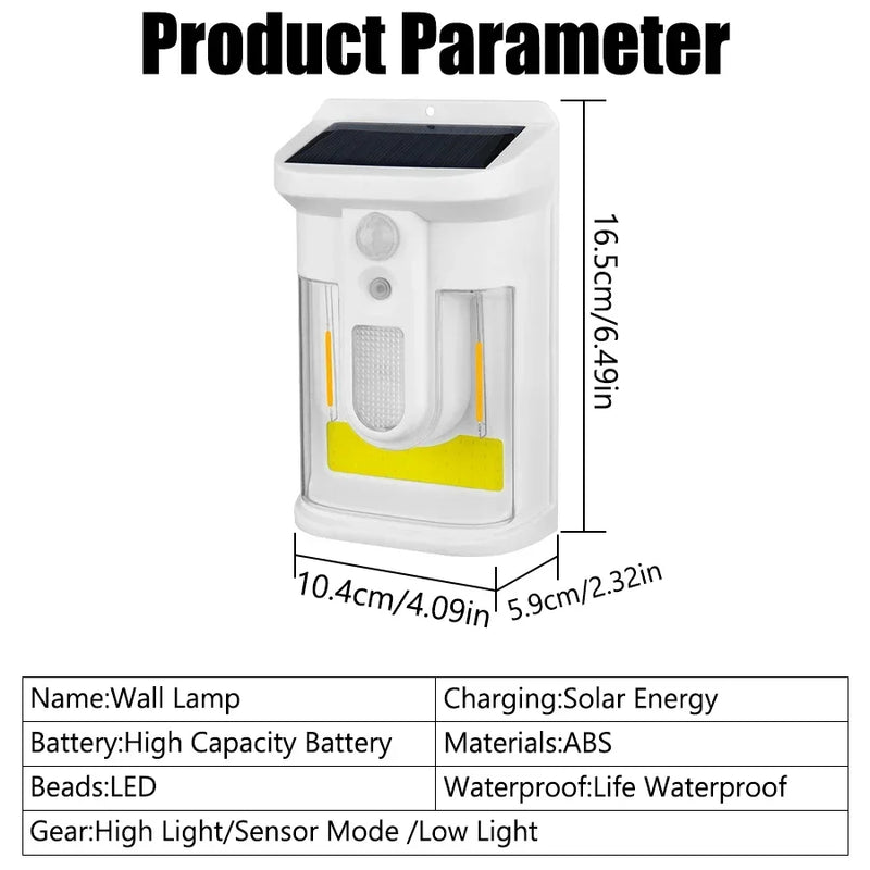 Lumosfera Solar Wandleuchte mit Bewegungsmelder | 3 Lichtmodi | IP65 Wasserdicht | Warmes Flammenlicht für Garten & Hof