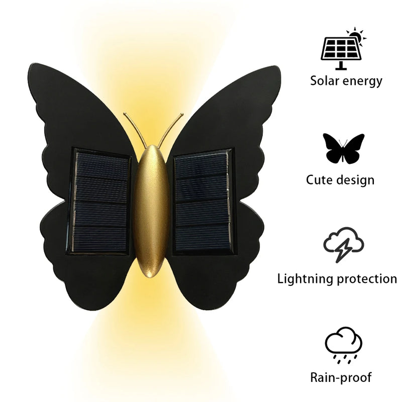 Lumora FlyGlow Solar Wandleuchte Schmetterling | Mit Bewegungsmelder & Auto On/Off | IP65 Wasserdicht | Für Garten & Eingang