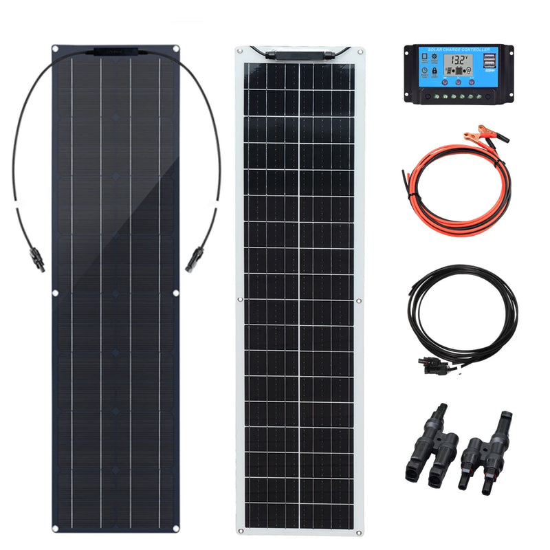 SunFlex Pro Flexibles Solarpanel-Set 50W | Ultraleicht & Biegsam | 12V/24V | Für Auto, Boot, Wohnmobil & Camping