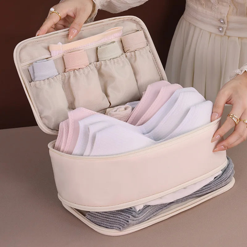 Packlyne Wäsche-Organizer Tasche | Doppeltes Fach | Für Unterwäsche, Socken & Strümpfe | Kompakt & geräumig | Reise-Essential