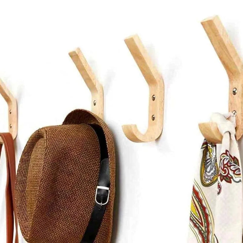 Wandhaken Set Naturivo | 2/4 Stück | Wandmontiert & Dekorativ | Massivholz | Für Jacken, Schlüssel, Taschen & Accessoires