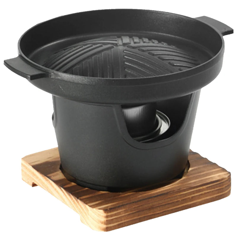 Hinoyaki Japanischer Mini-Grill mit Alkoholbrenner | Tragbarer Tischgrill ohne Rauch | Kompakt & beschichtungsfrei | Für Camping & Balkon