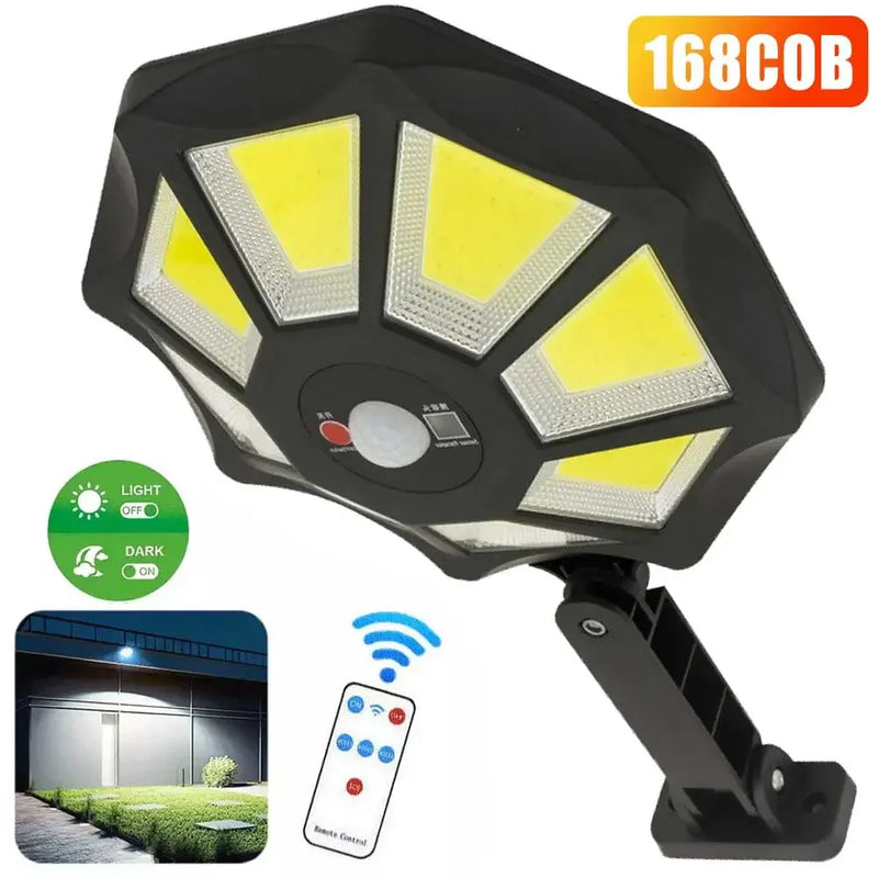 Solarkon OctaBeam | 168 LED Solarleuchte | 360° Weitwinkel | IP65 | Mit Fernbedienung & Bewegungsmelder