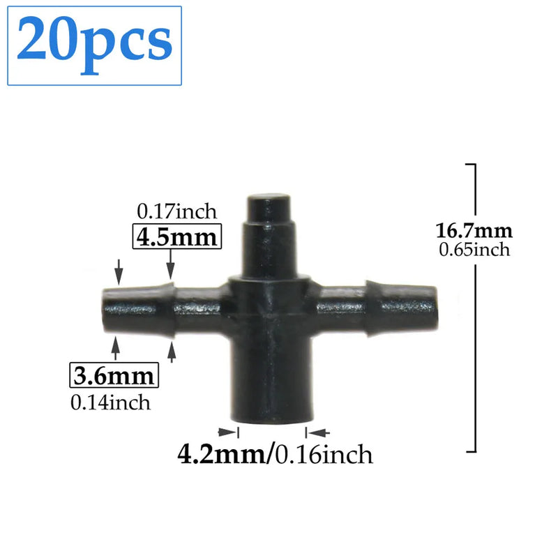 IRRIFLEX Kreuz-Verbinder | 2-Wege-Pfeilanschluss | Für 3 mm & 5 mm Schläuche | Tropfbewässerungssysteme
