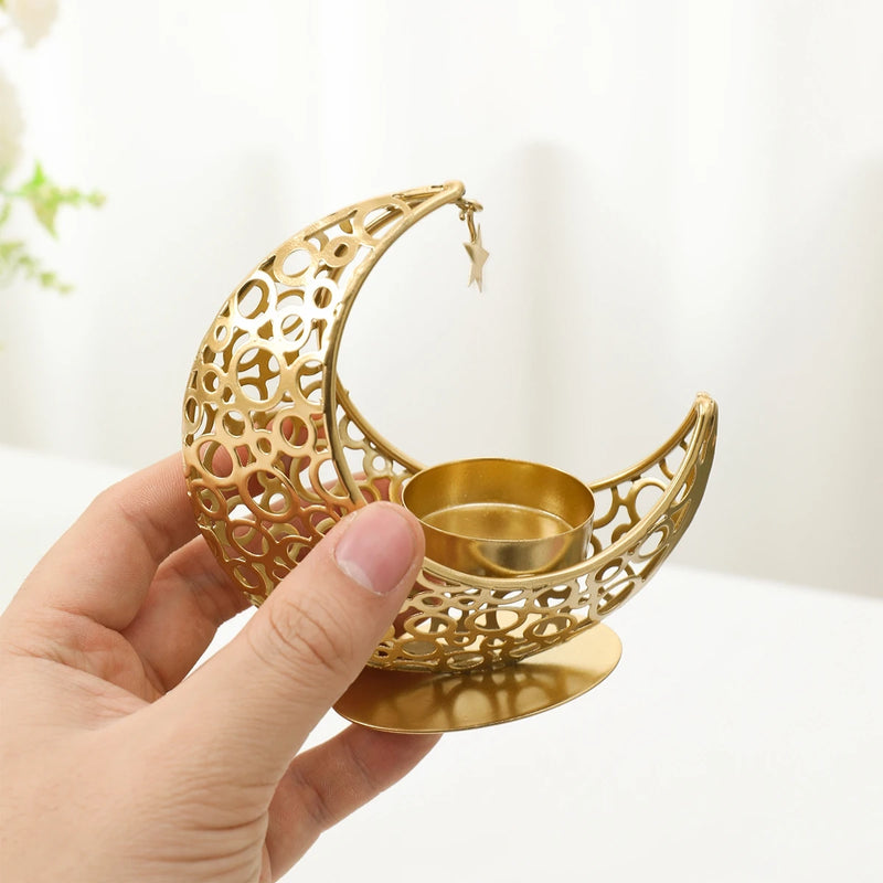 LumiNoor Ramadan Kerzenhalter | Mond-Design | Stimmungsvolle Deko | Metall