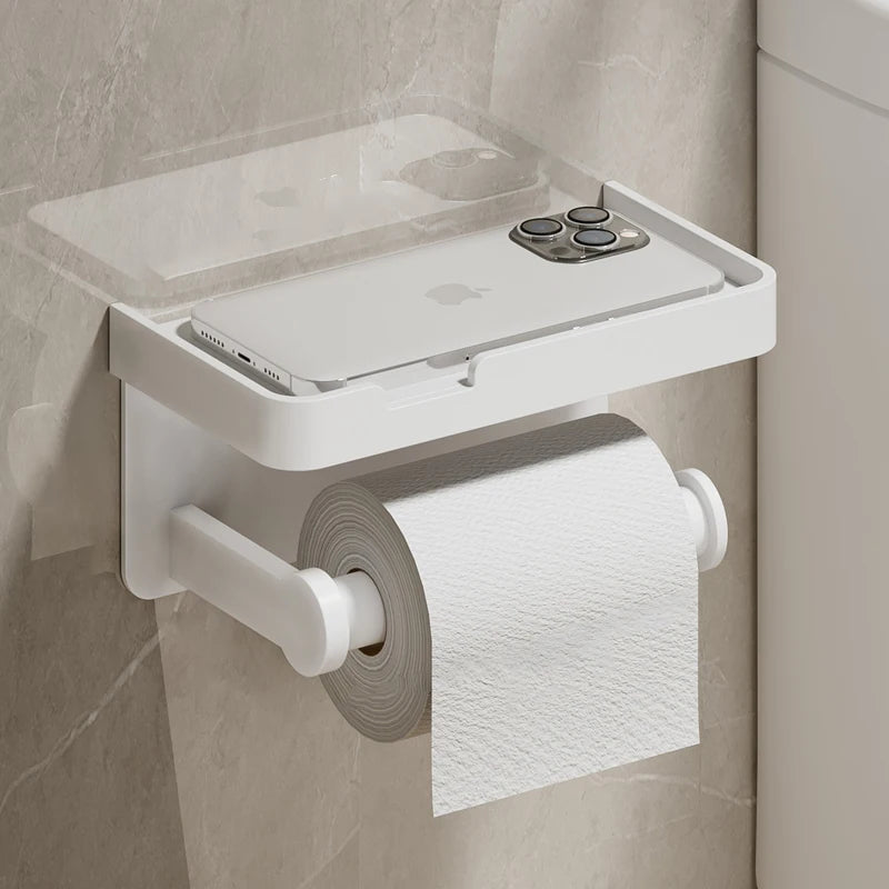Toilettenpapierhalter Wandmontage | Aluminiumlegierung | Ohne Bohren | Grau/Schwarz/Weiß