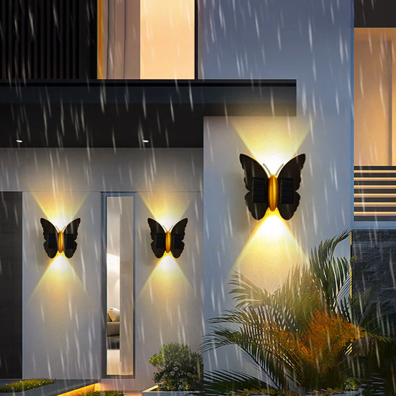 Lumora FlyGlow Solar Wandleuchte Schmetterling | Mit Bewegungsmelder & Auto On/Off | IP65 Wasserdicht | Für Garten & Eingang