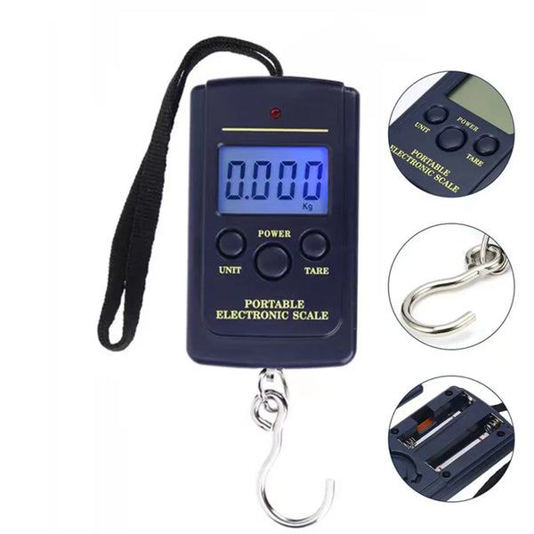 Tragion Mini Hängewaage 40kg | Digitale Kofferwaage mit Temperaturanzeige | Kompakt & Multifunktional