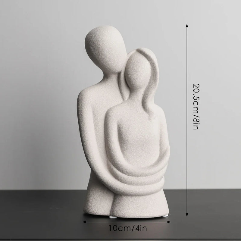 AMORIA Skulptur Paar | Nordisch Abstrakt | Keramik Matt | Weiß & Grau