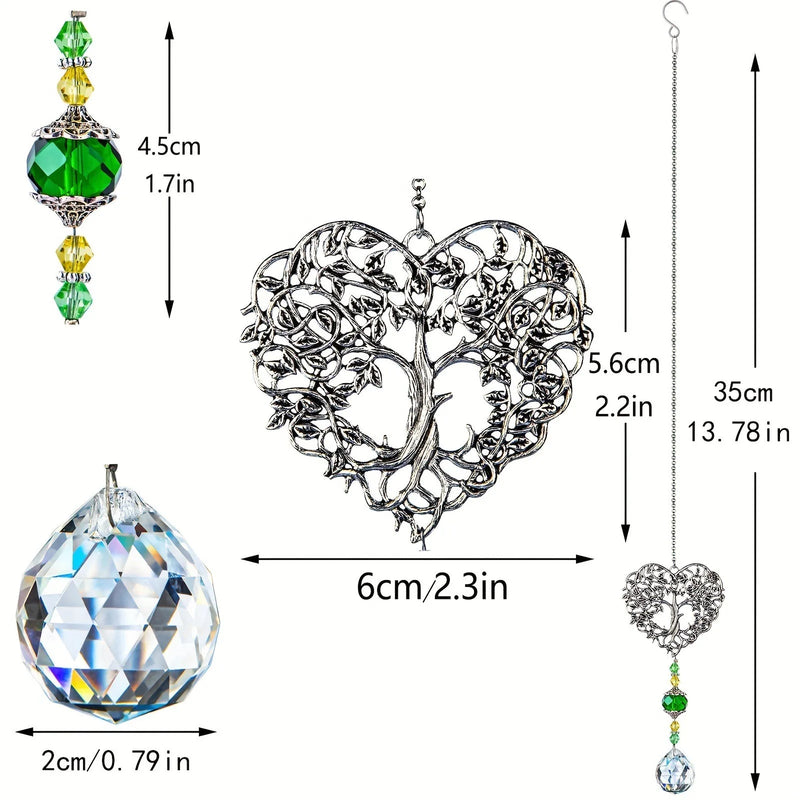 Solavie Lichtbaum Kristall-Suncatcher Lebensbaum | Fensterdeko mit Regenbogen-Effekt | Für Zuhause & Garten