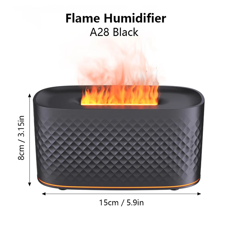Flammen-Aromatherapie-Diffusor | Ultraschall-Luftbefeuchter mit LED-Flammeneffekt, Timer & Abschaltautomatik | USB 5V | Vulora