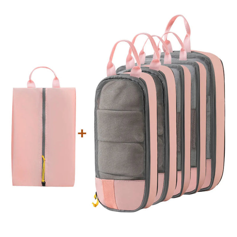 OrdinaBag Reise-Organizer Set | Kompressions-Taschen für Kleidung & Kosmetik | Platzsparend & Reißfest | Oxford-Stoff