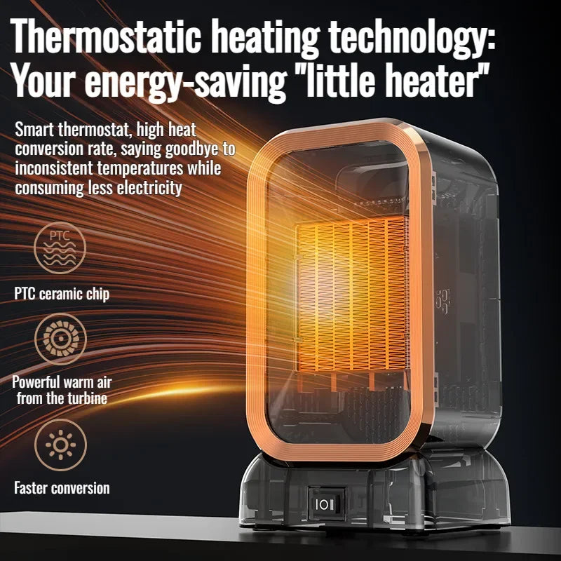 Heativa Compact Heater | Elektrischer Mini-Heizlüfter | 2 Heizstufen & Kippschutz | Leise & Sicher für Zuhause und Büro