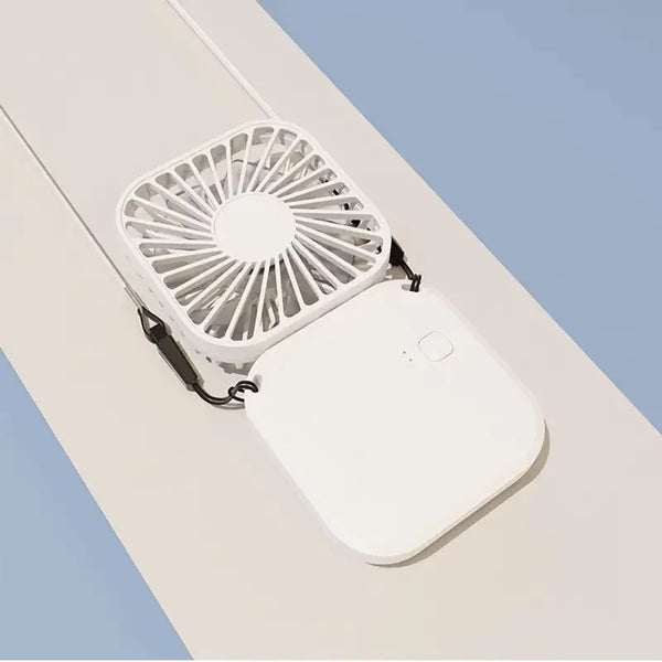 Faltbarer Mini-Nackenventilator Coolique MirrorFan | USB Wiederaufladbar | Mit Kosmetikspiegel | 3-Stufen | Leise & Tragbar