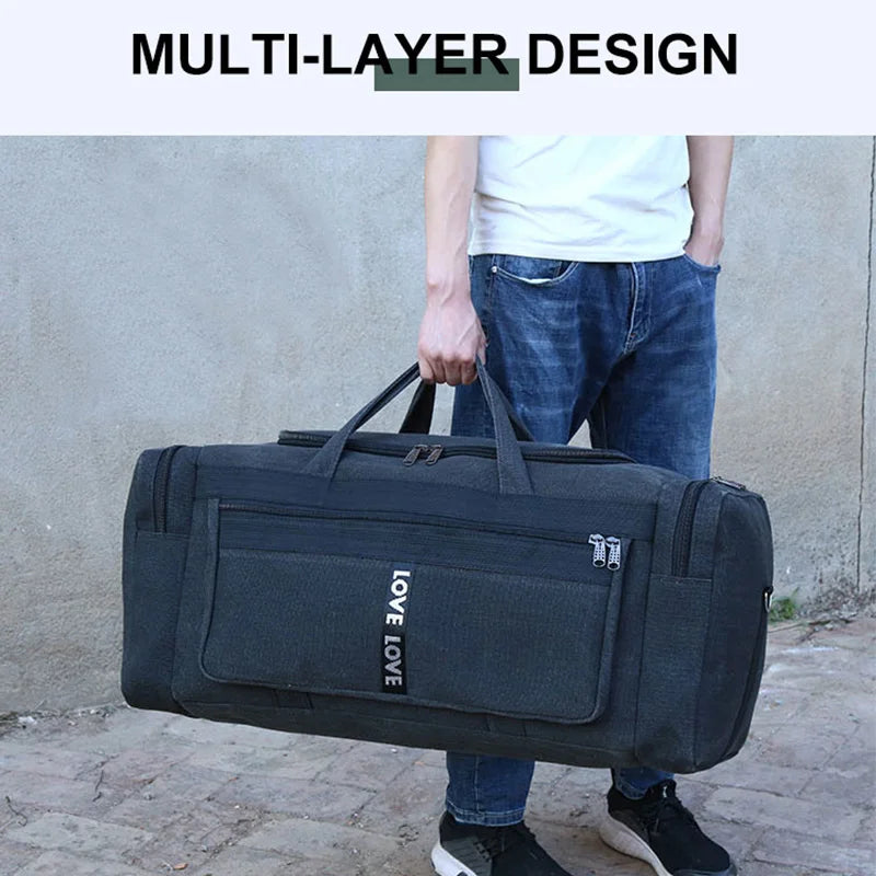 Reisetasche Bravion GearBag | XL Sport- & Trainingstasche aus wasserfestem Canvas | Schultertasche für Männer | 80×26×36 cm oder 60×23×32 cm