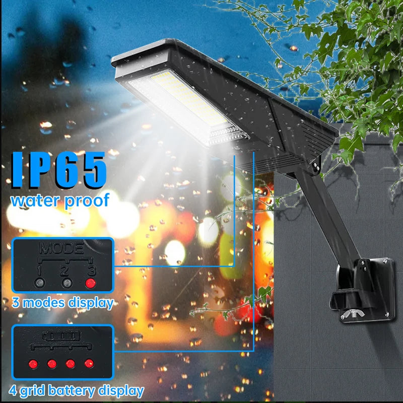 Heliotrax Solar Straßenlampe mit Fernbedienung | 138 LEDs | 3 Leuchtmodi | IP65 Wasserdicht | Für Garten, Einfahrt & Hof