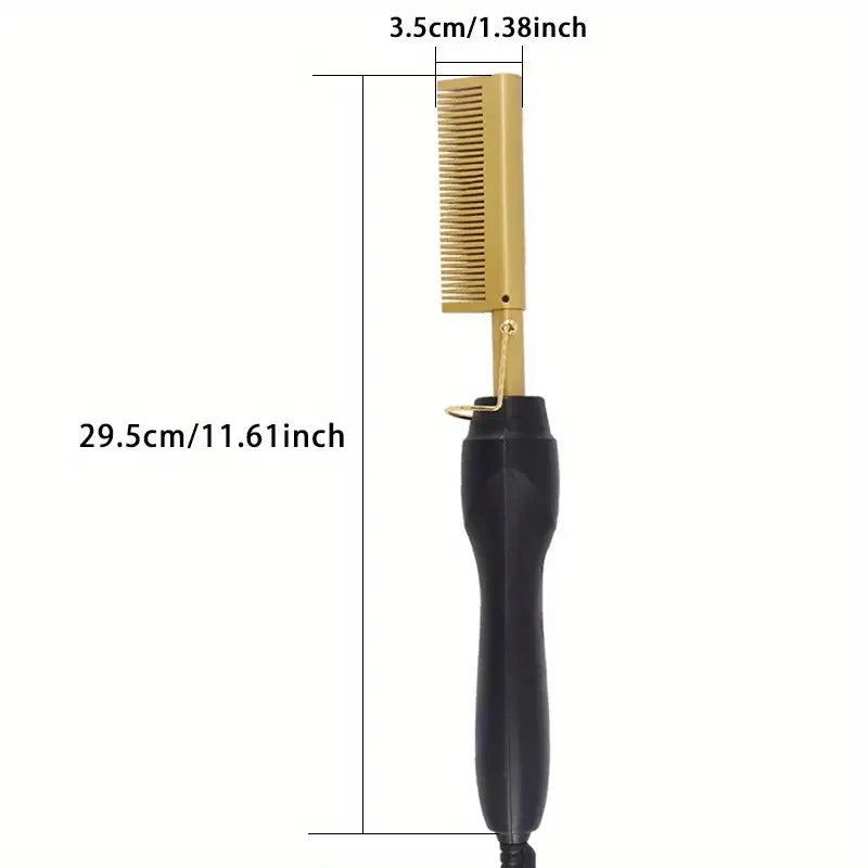 Curlion Elektrischer Kupferkamm | 2-in-1 Glätt- & Lockenstyler | Für glattes & lockiges Haar | Schnellheizend