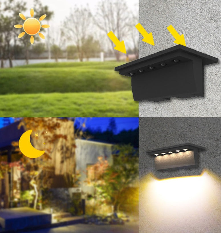 Lumivis Guard Solarleuchte Solar Wandleuchte mit Bewegungsmelder | Intelligente LED-Beleuchtung | IP65 Wetterfest | 6x11,9 cm