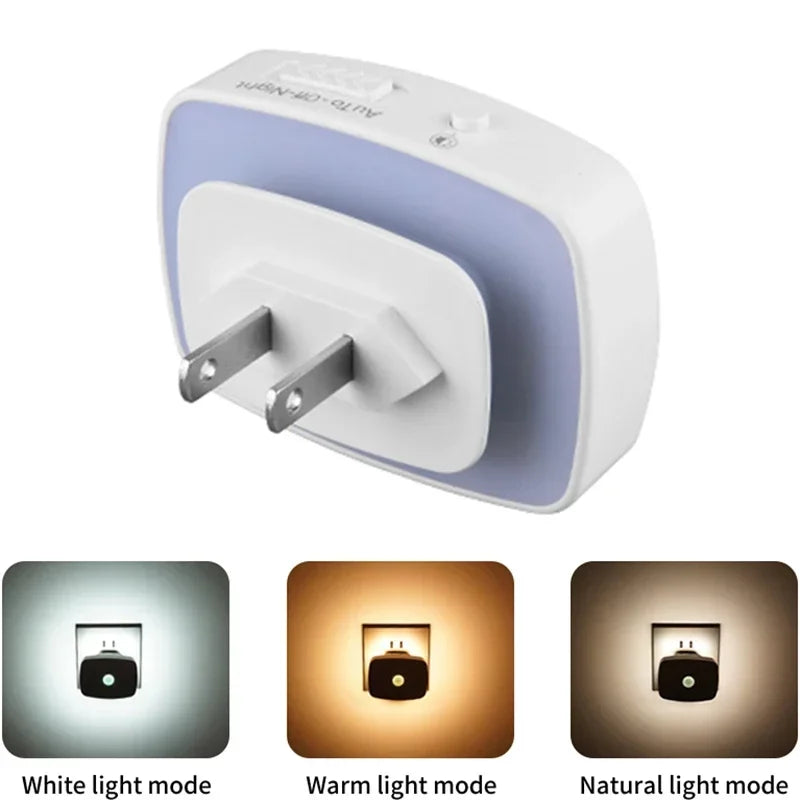 Nuvora Smart Sensor Nachtlicht | Mit Bewegungs- & Lichtsensor | 3 Lichtfarben | EU-Stecker | Energiesparend & Automatisch