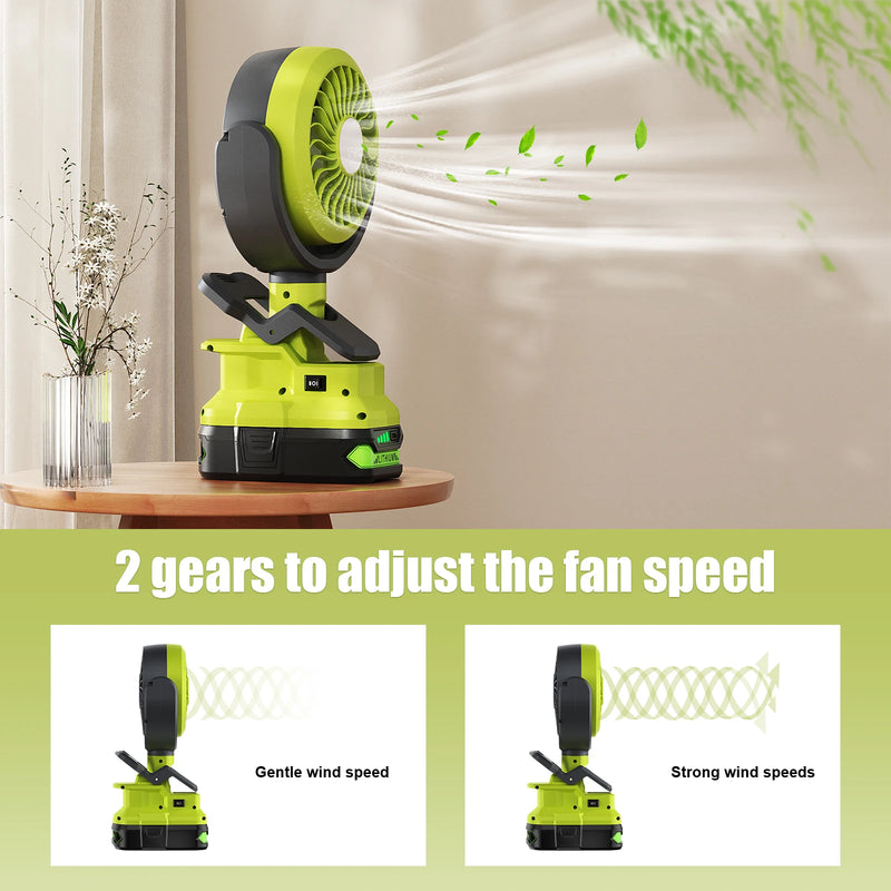 Akku- & Netzventilator DualBreeze One | Kompatibel mit Ryobi P107/P108 Akkus | Tragbar & Netzbetrieb | Für Innen- und Außeneinsatz