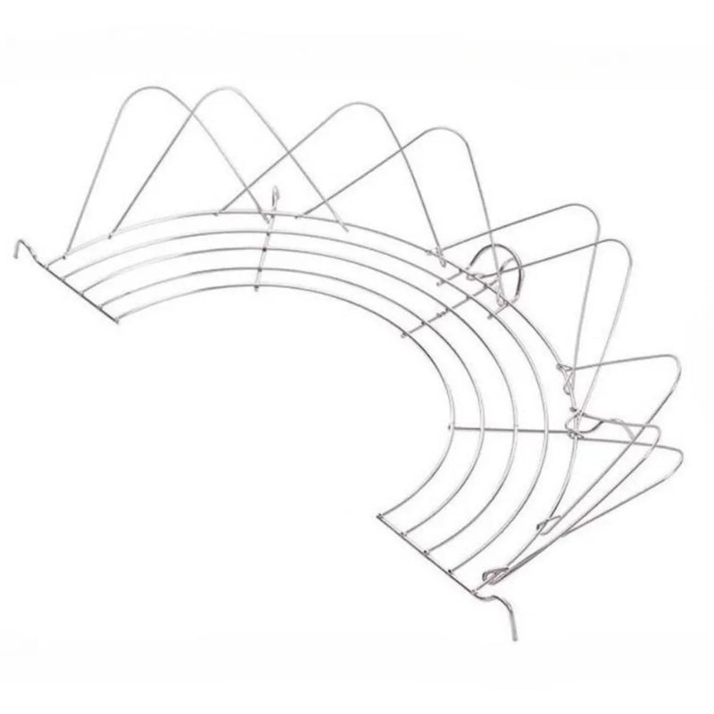 Frittiergestell OilGuard | Faltbares Edelstahl-Abtropfgitter | Halbrund & mit Sicherheitsrand | Für Pfannen 32–38 cm