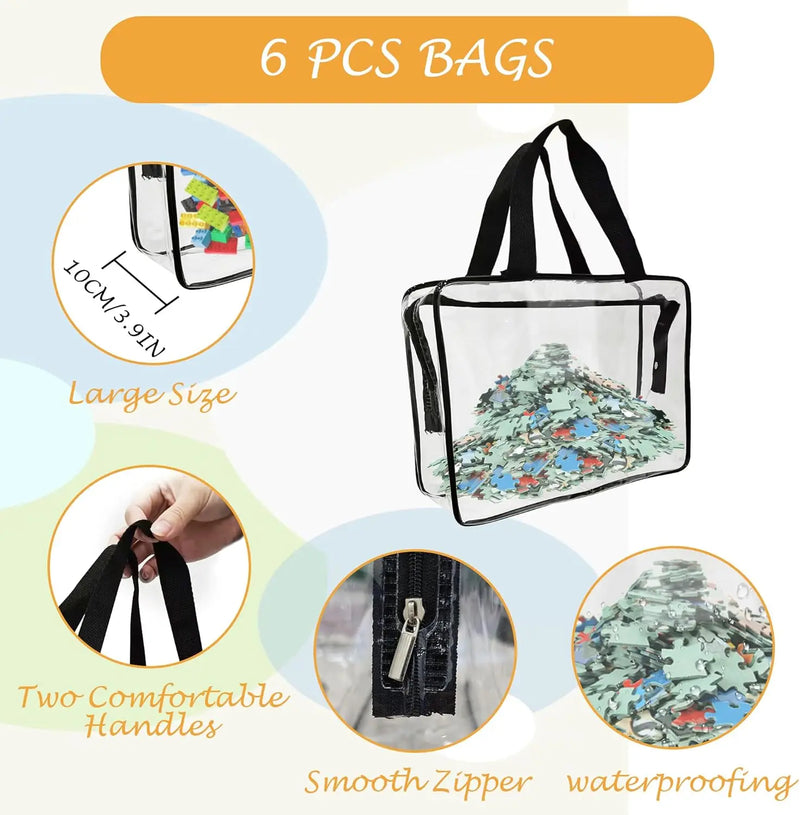 Spielzeug-Aufbewahrungstasche ClearyBag Kids | Transparent & Wasserdicht | Für Puzzle, Bücher, Bauklötze & Reisen | 30×22×10 cm