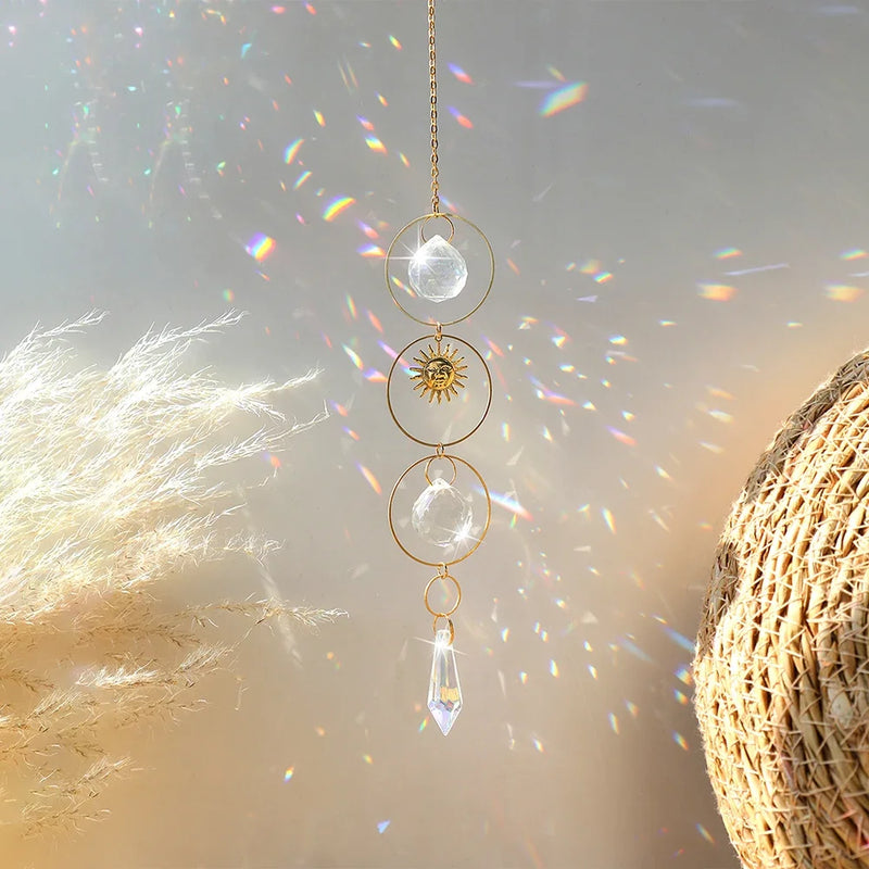 Lunora | Kristall Suncatcher | Regenbogen Deko Anhänger | Glas & Metall | 20 cm
