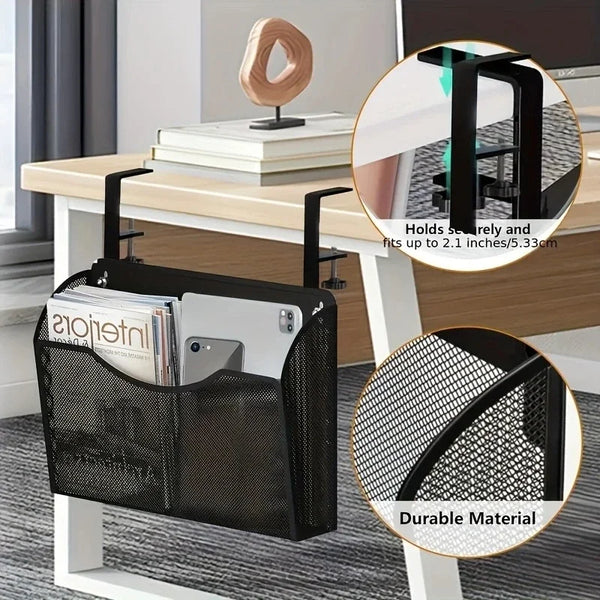 Schreibtisch-Schublade Clampix | Zum Anklemmen ohne Bohren | Seitlicher Aufbewahrungskorb aus Metall | 2 Größen | Für Büro & Homeoffice