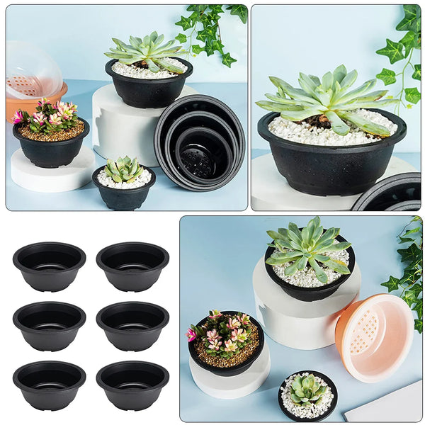 Plantiva Noir Blumentöpfe im Koreanischen Stil | 6er Set | Robust & Dekorativ | Schwarz