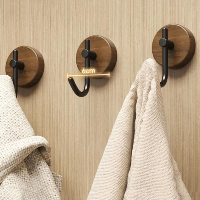 Selbstklebender Holzhaken Woodiva WallHook | Massivholz Walnuss | Schlüssel-, Handtuch- & Mantelhaken | Für Küche, Bad & Flur