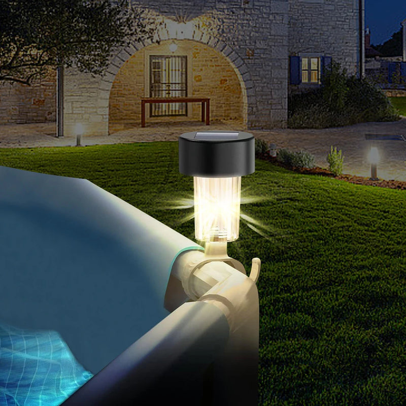 Aquavara GlowClips Solar Poollichter 6er-Set | Warmweiß & RGB Farbwechsel | IP44 Wassergeschützt | Für Zaun & Poolumrandung