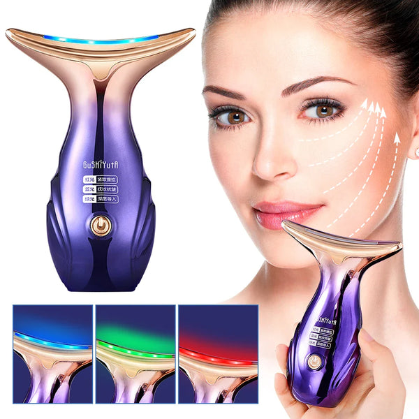 Gesicht- & Halsstraffer LYVENA | Mikrostrom & 3-Farben-Lichttherapie | Hautstraffung & Anti-Aging | Kompakt & kabellos