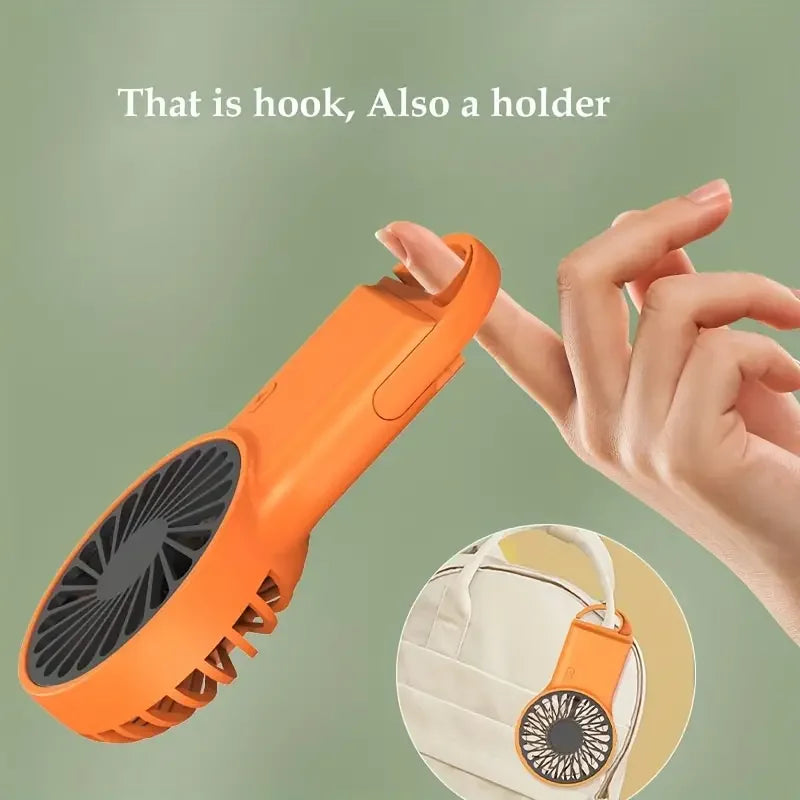 BreezeeGo MinQi Ventilator mit Karabiner | USB Aufladbar & Faltbar | Leise & Tragbar | Für Reise, Büro & Zuhause