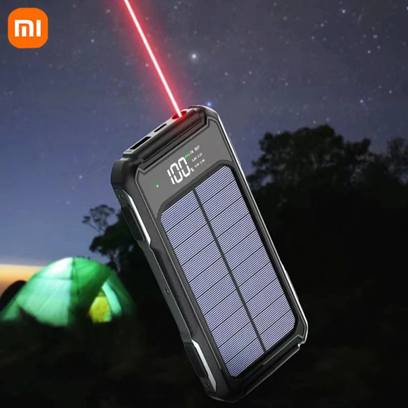 Solar Powerbank Voltora 200K | 200.000mAh | 4-in-1 Kabel | Schnellladung & Notfall-LED | Für iPhone & Samsung