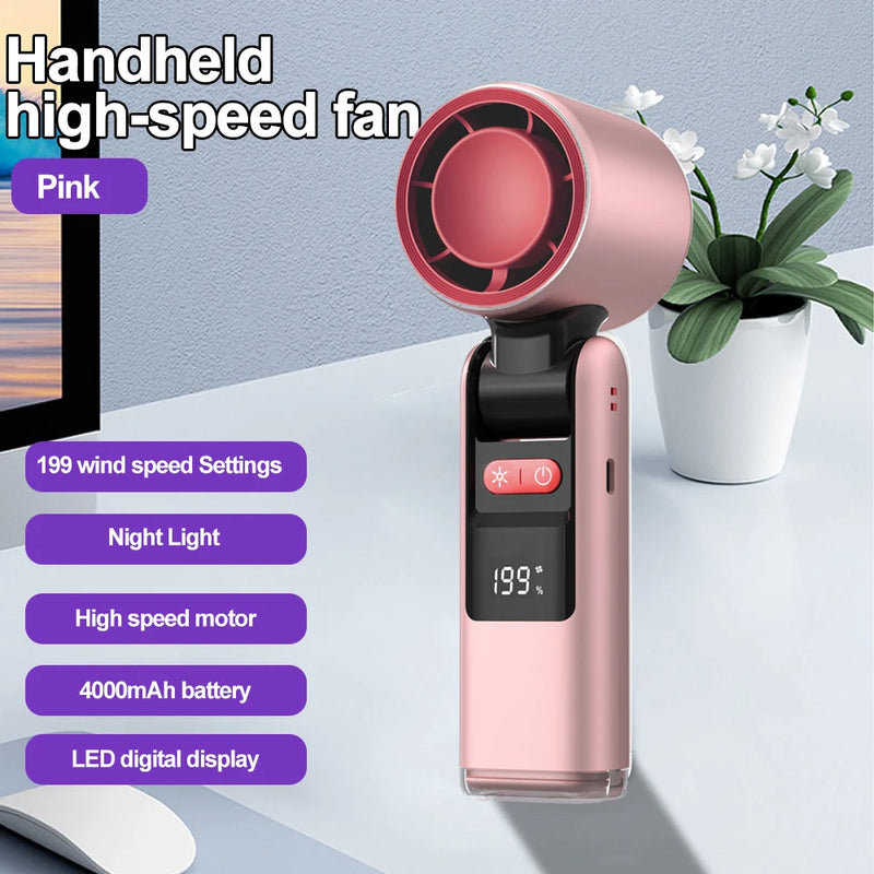 Mini-Ventilator FrostaBreeze 199 | Tragbar & Halsventilator | 199 Windstufen, LED-Display & Kaltluft-Modus | 4000 mAh Akku